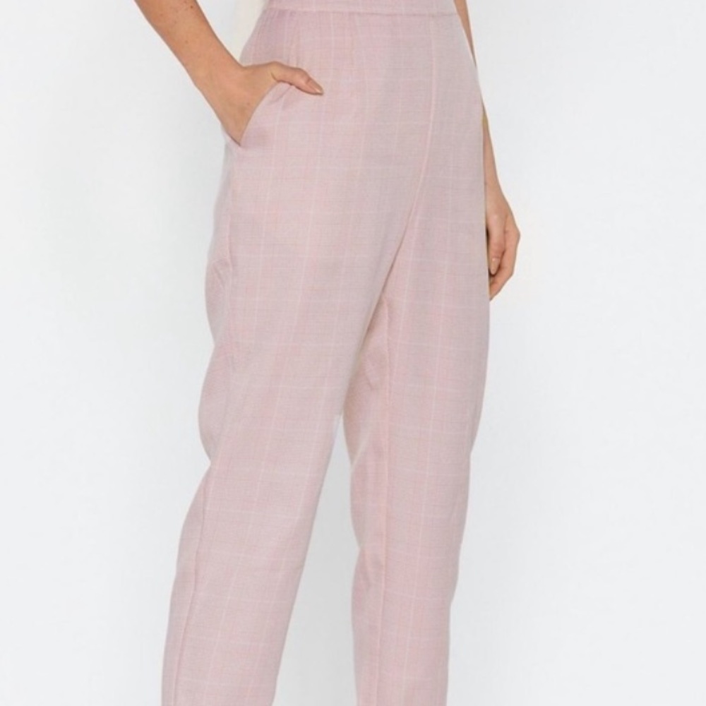 Nasty Gal Pink Plaid Dress Pants